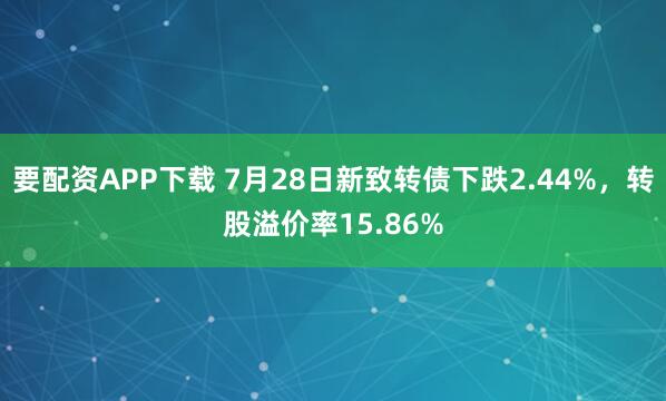 要配资APP下载 7月28日新致转债下跌2.44%，转股溢价率15.86%